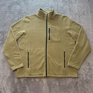 L.L.Bean Fleece Jacket Mens Large Green Full Zip Outdoor Trail Pocket F23